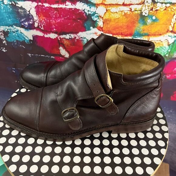 Kenneth Cole New York Double Monk Strap Brown Leather Boots Size 9 Made in Italy - Picture 3 of 8